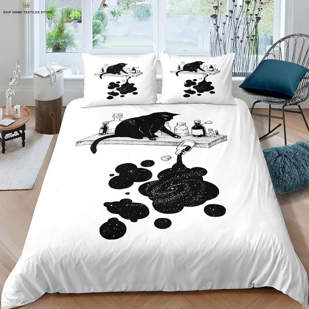 Comforter Cartoon Cute Cat 3D Printed Machine Washable Bedding Set Kids Gift 3 Pieces