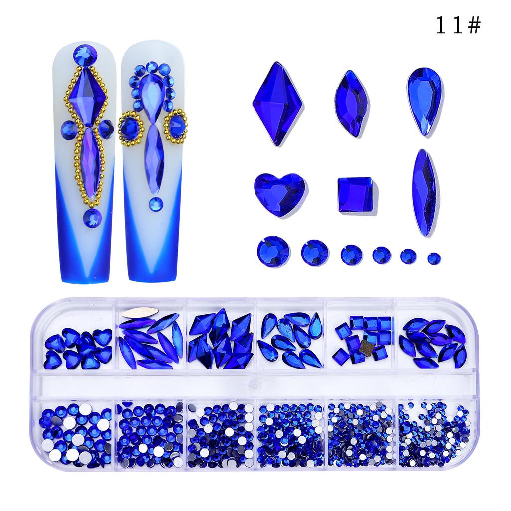 New 12 Grid Nail Drill Irregular Flat Bottomed Rhinestone AB Nail Accessory Nail Decoration