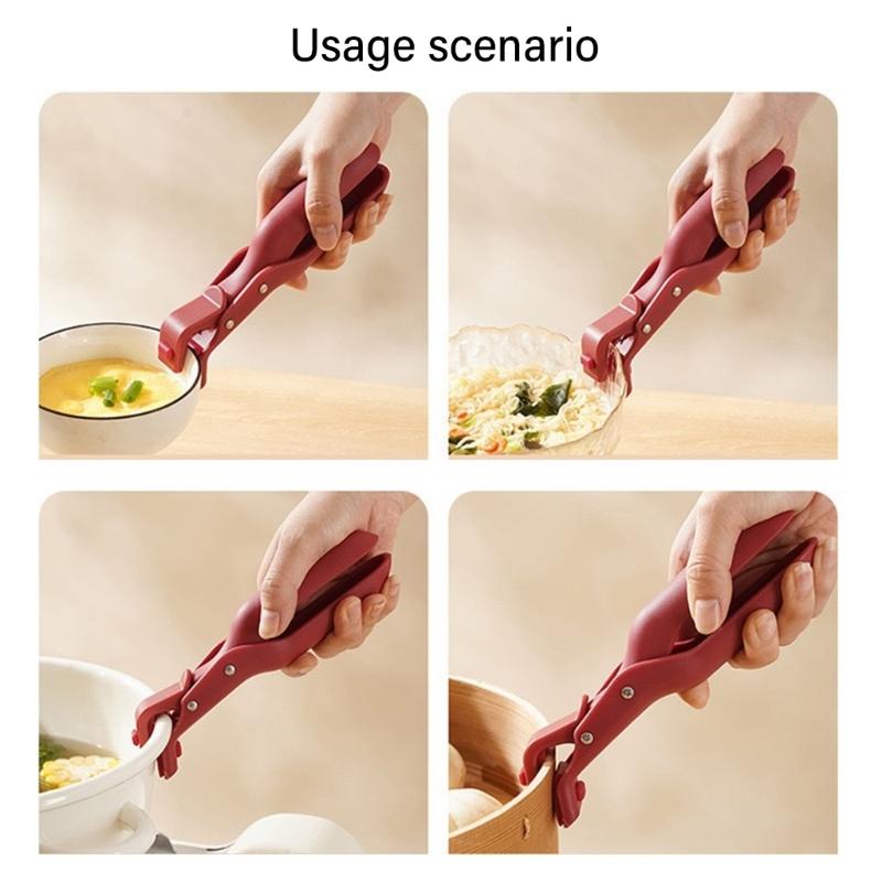 Bowl Holder Clip Safe Handling Kitchen Tongs with Silicone Cover Hot Dishes Grippers Tongs for Baking and Grilling