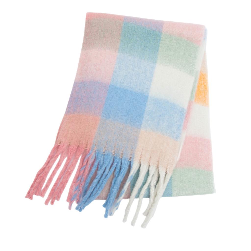 Ac Plaid Scarf Women'S Atmosphere Classic Rainbow Fashion Versatile Imitation Cashmere Shawl Thickened Warm Scarf