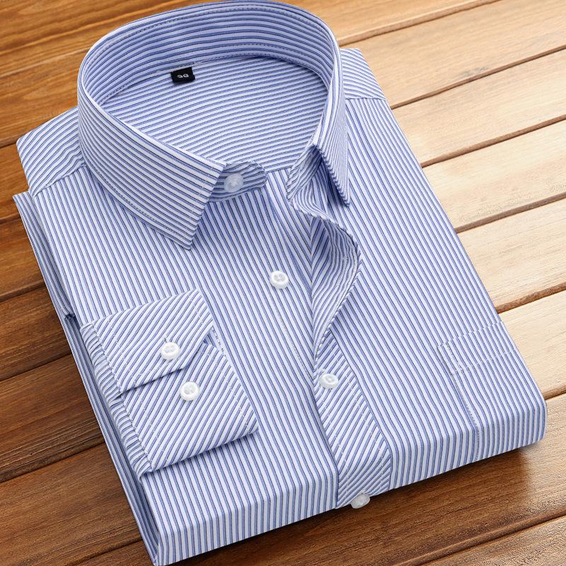 Men's Striped Long Sleeve Shirts Autumn Anti-wrinkle Business Shirt Fashion Casual Comfortable Breathe Slim Fit Shirts