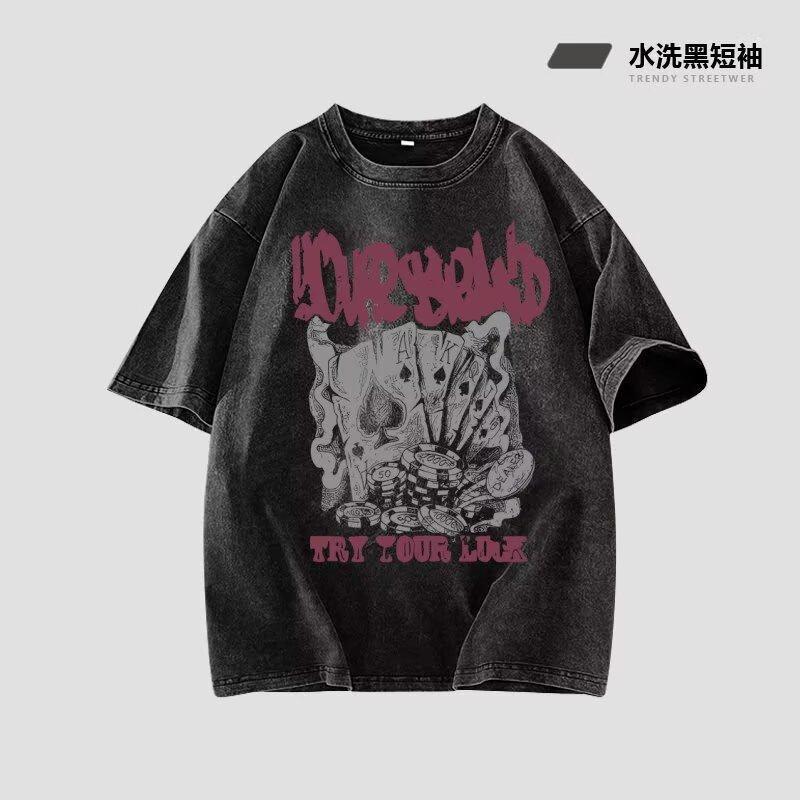 

Men s Short Sleeve T-Shirt Trendy Brand Summer Loose Fit Five-Sleeve New Style Internet Celebrity Trendy Ins Simple Print Top M сірий колір