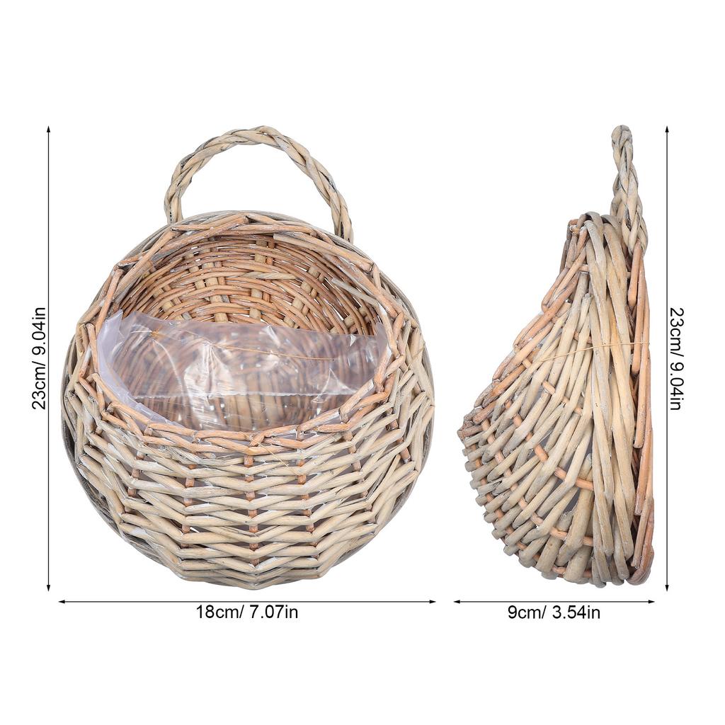 2Pcs Woven Hanging Planter Basket Wall Hanging Flower Basket Rustic Decorative Storage Organizer for Kitchen Bathroom Living