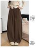 Women's Fleece-Lined Retro Scimitar Pants: Autumn/Winter 2025, High-Waisted Loose Chenille Wide-Leg with a Slimming Drape.