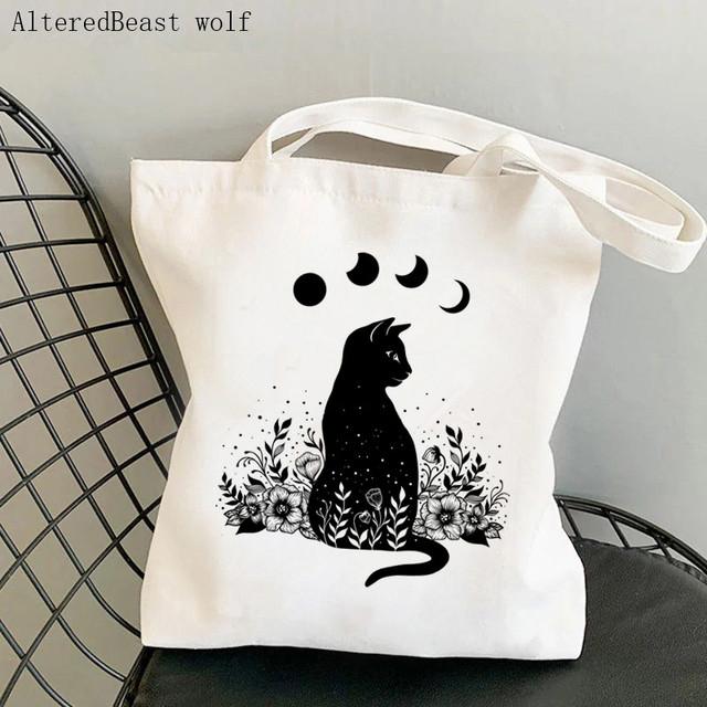 Women Shopper Bag Nurse Cat Lover Printed Kawaii Bag Harajuku Shopping Canvas Shopper Bag Girl Handbag Tote Shoulder Lady Bag