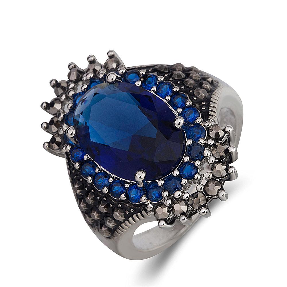 Inel cu pietre prețioase tailandez retro din argint Wish: Design Exagerat cu Rodie Roșie Mină Neagră