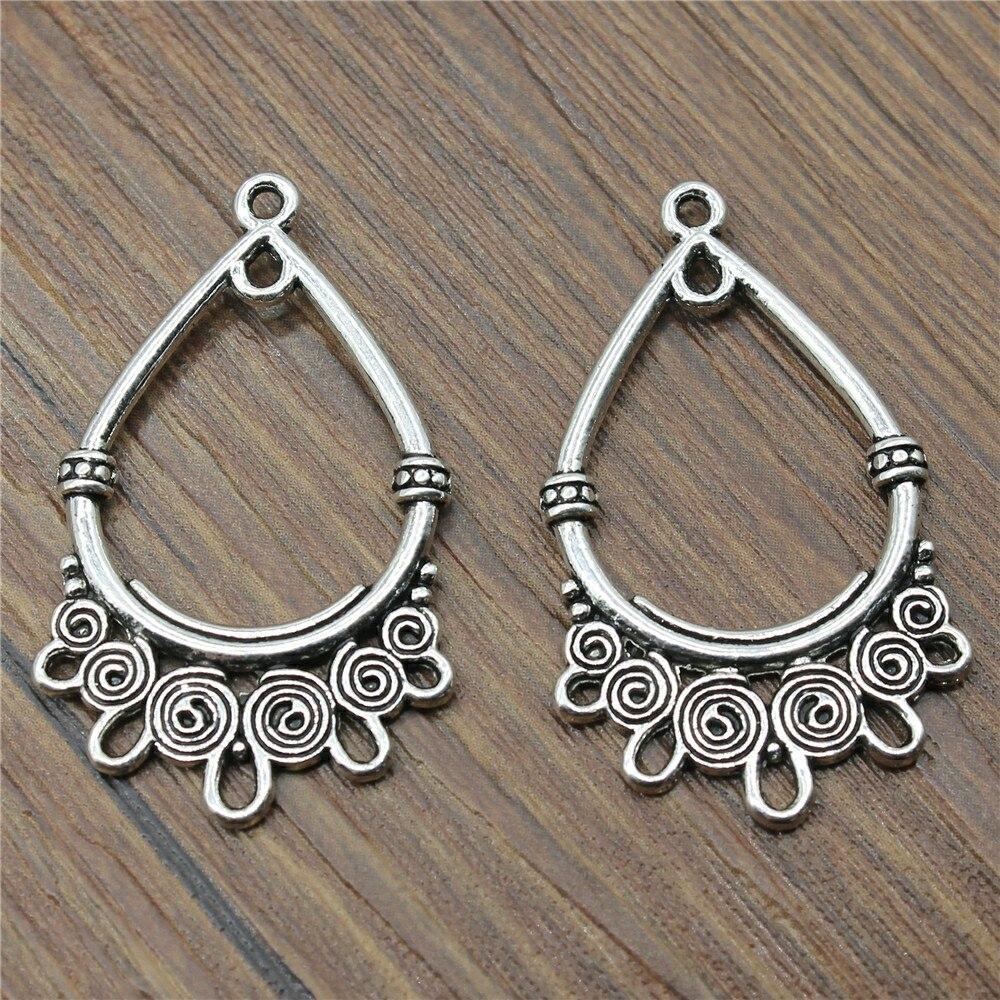 4pcs 37x23mm Drop Porous Earring Connector For Jewelry Making Drop Earring Connectors Charm