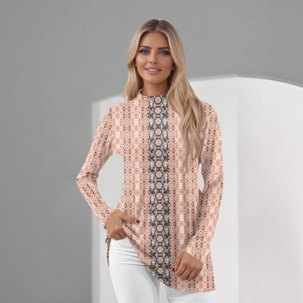 Women's Daily Casual Long Sleeve Mid Collar Top