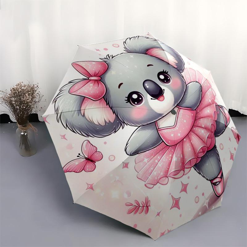 1pc Koala Ballerina In Pink Tutu Umbrella with Plastic Handle,Suitable for All Seasons Home Travel Outdoor UmbrellaDD067