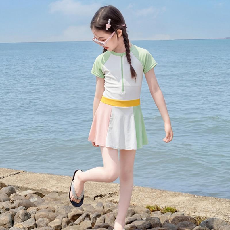 Girls One Piece Skirted Swimsuit for Ages 12-15 Summer Swimwear