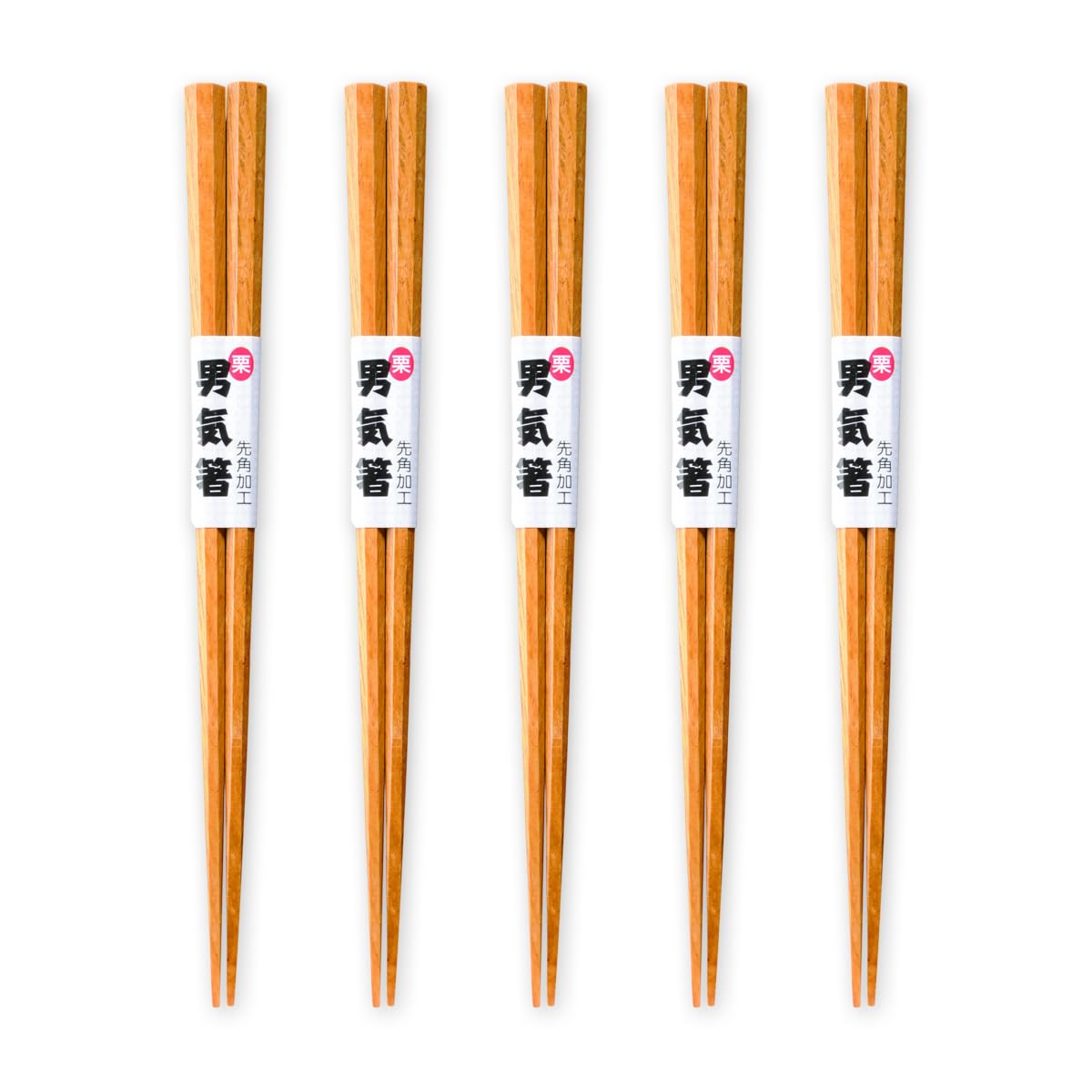 

Wooden Manly Octagonal and Chestnut Set of J-kitchens Chopsticks, Design, 5, 23.5cm