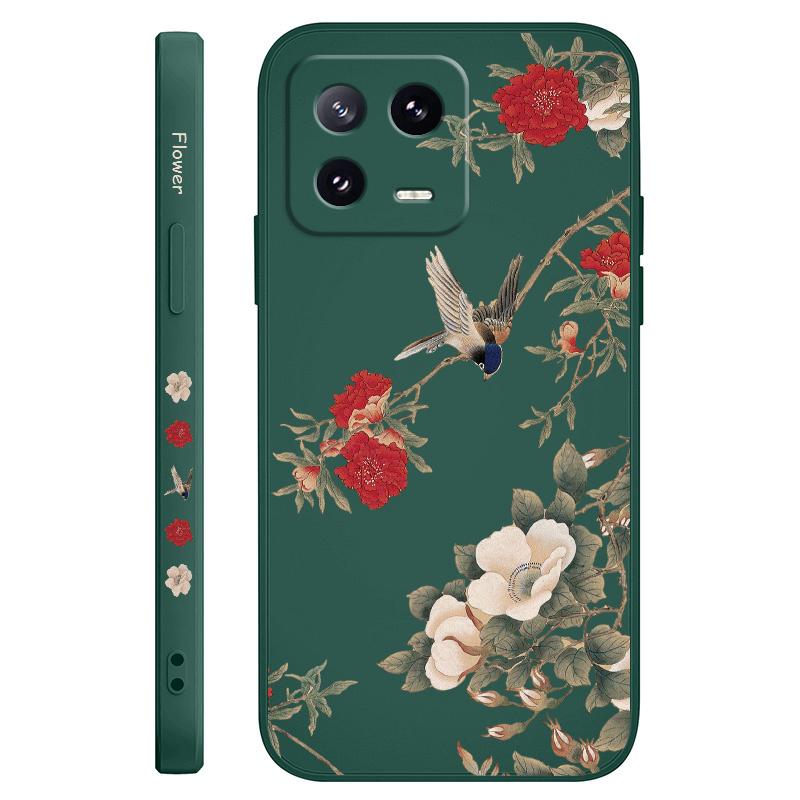 

Beautiful Hibiscus Phone Case For Xiaomi Mi 15 14 14T 13 13T 12 12X 12T 12S 11 11T 10 10T 9 9T Pro Lite Liquid Silicone Cover 15 темно-зеленого