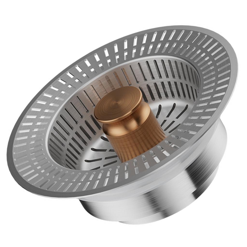 Sink Drain Strainer Baskets Stainless Steel Drain Plug Push-type Bounce Cores Drain Filter Anti Clogging Sink Stopper