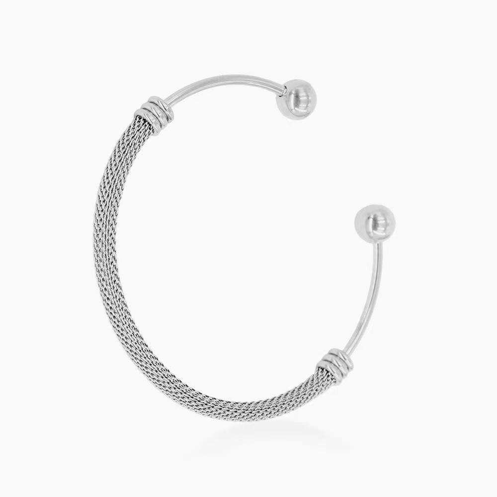 Elegant High-End Stainless Steel Round Head Mesh Bangle Bracelet