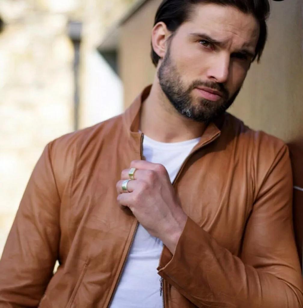 Stylish Hot Genuine Lambskin Biker Handmade Motorcycle Men's Tan Leather Jacket