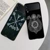 Nordic Norse Phone Case For Samsung Z Flip 7 6 5G Galaxy Z Flip 5 4 3 Black Hard Cell Cover Luxury PC Shell Coque