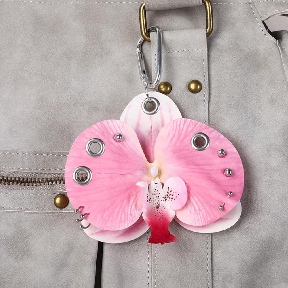 Keyring Phalaenopsis Orchid Keychain Keychains Bag Pendant Imitation Flower Pendant  Couple Kids