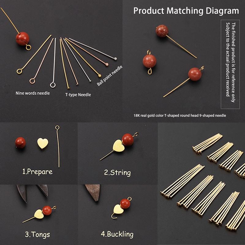 100Pcs/Lot Stainless Steel Headpin Diy Jewelry Accessories Earrings Beading Eye Pins Flat Head Pins For Jewelry Making Supplies