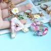 Dried Flower Letter Crystal Epoxy English Pendant Women'S Bag Key Chain