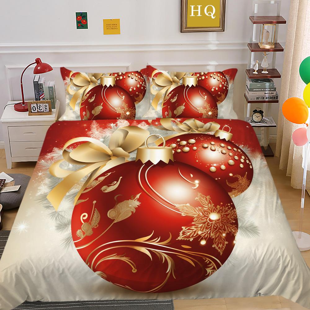 Christmas Digital Printing 3D Printing Polyester Pillowcase Quilt Cover Two Or Three-Piece Set