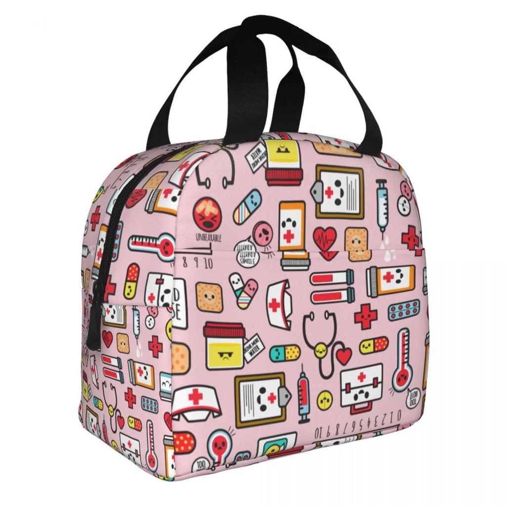 Custom Enfermera En Apuros Doctor Nurse Medicine Insulated Lunch Tote Bag for Women Resuable Thermal Cooler Food Lunch Box