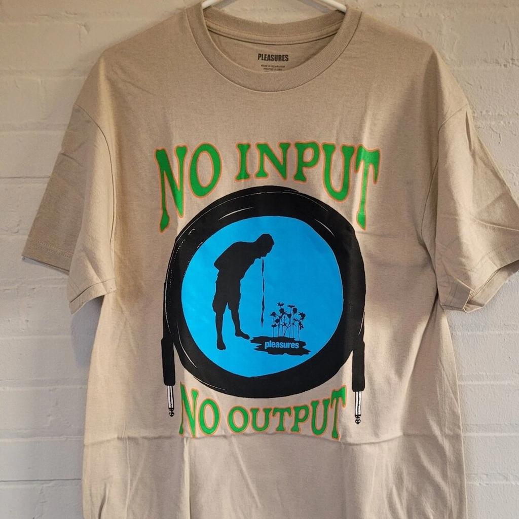 PLEASURES No Input No Output Graphic T-Shirt Large Beige Tan Audio Schematic