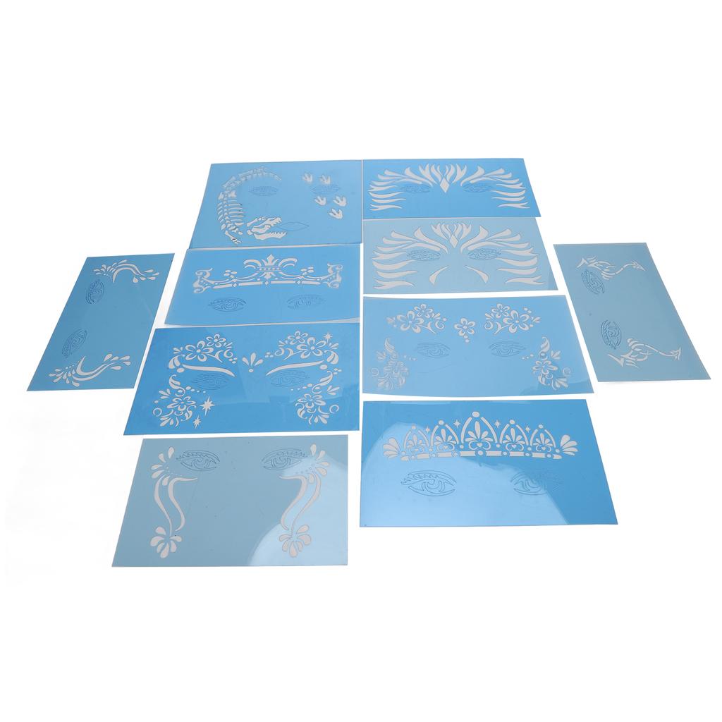 10 Sheet Face Paint Stencil PET Holiday Halloween Makeup Face Paint Template for Stage Performance