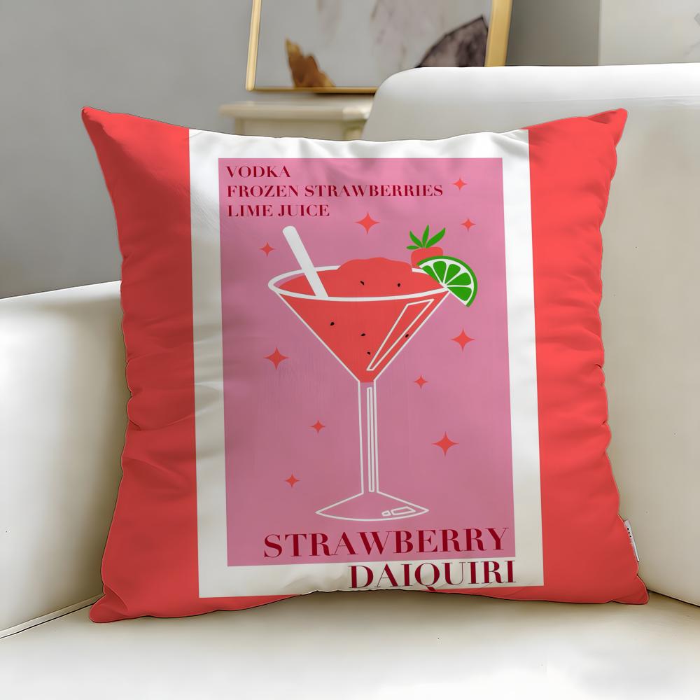 beverage theme Daiquiri Cocktail Cushion Cover Soft & Easy-Wash Pillow Case – Versatile for Couch, Bed, Travel and Office