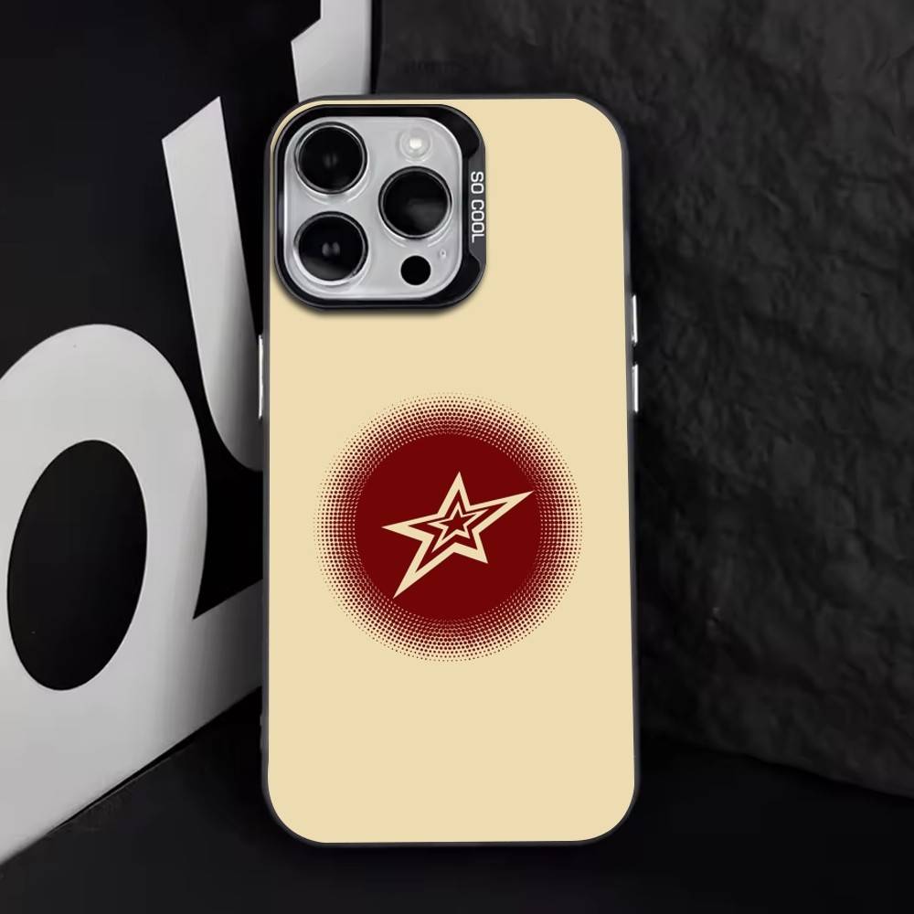 Minimalistischer Roter Stern Handyhülle Für iPhone 17,16,15,14,13,12,11 Plus,Pro Max,XS,Bunte Silber Schwarz Hülle