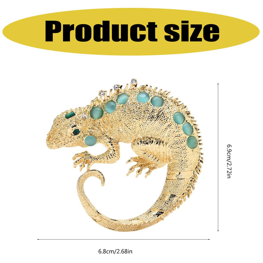 Trendy Rhinestones Lizard Brooch Fashionable Animal Shaped Lapel Pin Metal Accessory for Hat and Scarf Decoration