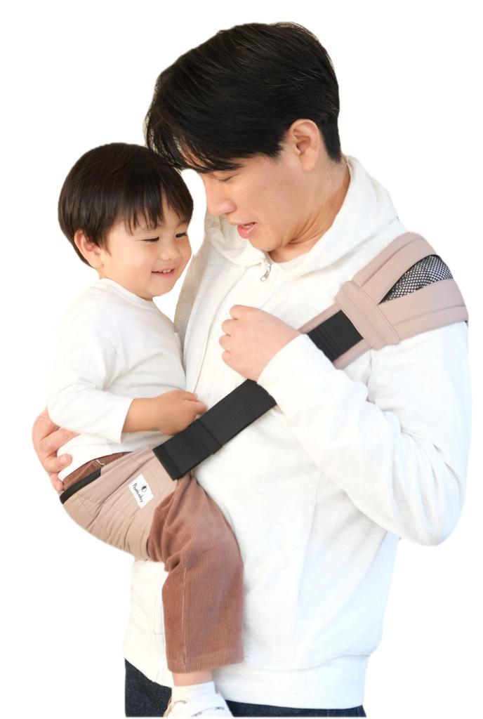 Ponbaby Baby Side Hip Compact Design for Long Use with Reduced Shoulder Suitable for Months Carrier, Seat, Buckle-Free, Strap, 7-48 (Grey Beige)