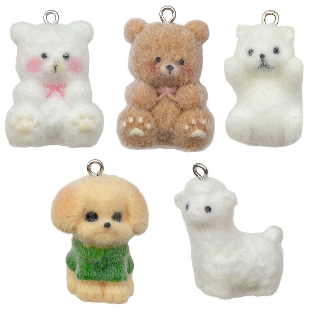 3D Resin Animal Flocked Figurine Ornaments: DIY Keychains, Bag Charms & Phone Lanyards