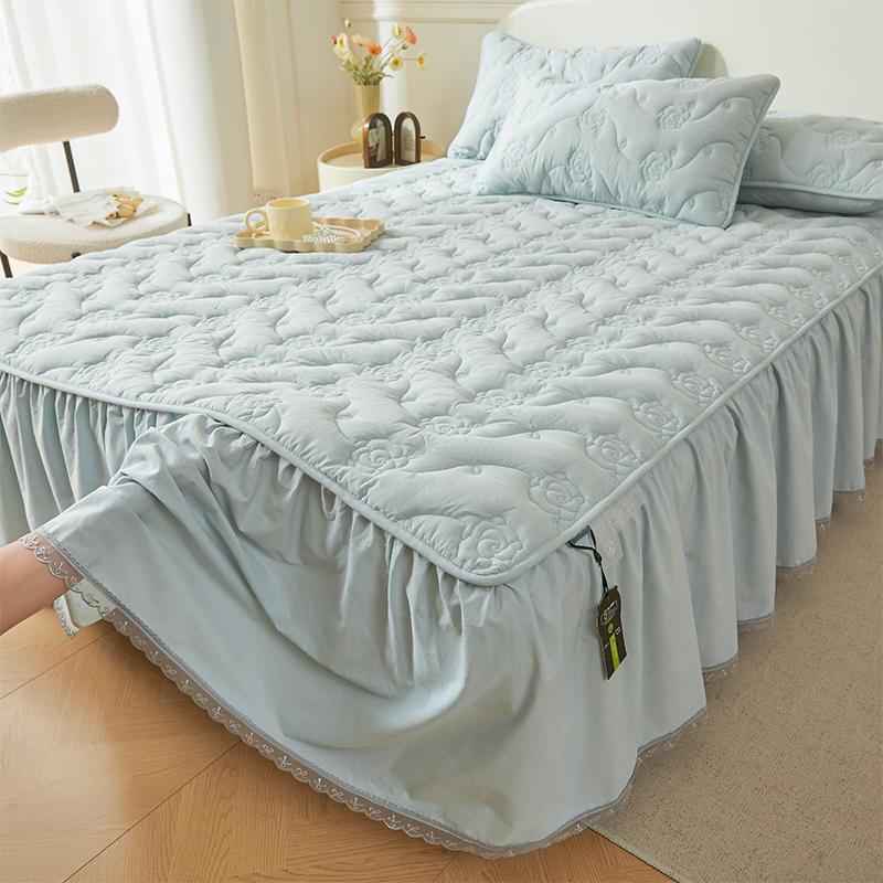 3 szt. Falbana na kołdrę, Poszewka na poduszkę, Pikowana narzuta na łóżko, Elegancki styl, Falbanka, Falbana do łóżka, Odporna na zagniecenia i blaknięcie pościel