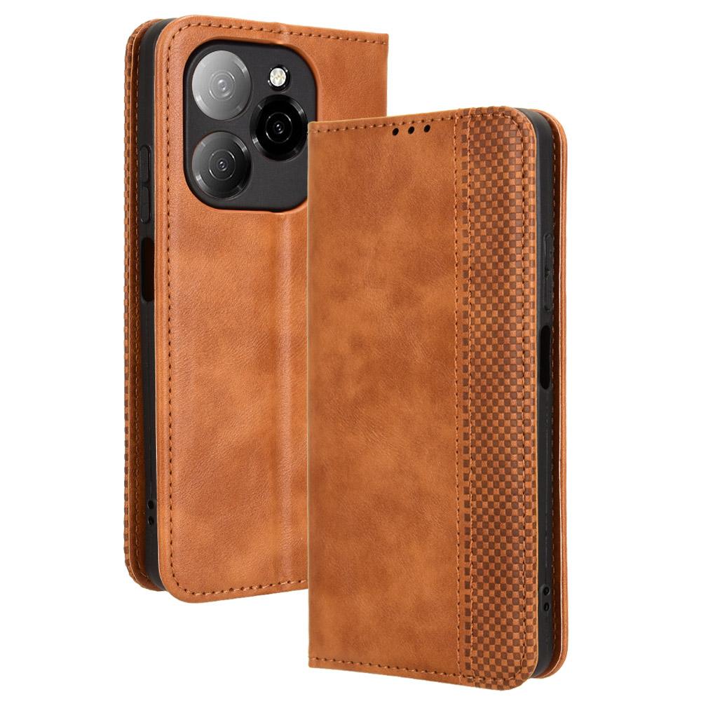 For TECNO Spark 20 Pro 5G KJ8 Case Retro Texture Leather Wallet Phone Cover