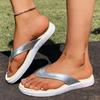 Fashion Casual Gold Strap Non Slip Flip Flops Women 2025 Summer Thick Bottom Flat Heel Slippers Women Soft Sole Outdoor Slippers Size 43