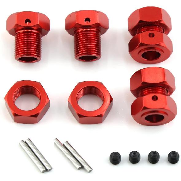 17mm Wheel Hex 5mm Extended and 17mm Wheel Nut Aluminum Alloy for ARRMA Kraton 6S Outcast 6S Notorious 6S Talion 6S Upgrades Parts (Red)