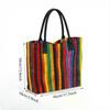  Colorful Striped Tote Bag Casual Large Capacity Shoulder Handbag for Daily Use