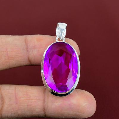 Facettierter rosa Turmalin Anhänger Edelstein Anhänger 925 Sterlingsilber Anhänger eleganter Schmuck handgefertigter Anhänger Geschenke für Frauen Silberschmuck