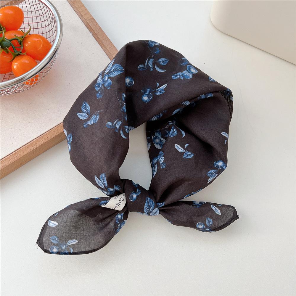 Korean literary and artistic decoration small silk scarf Korean version fashionable versatile spring and summer fresh and breathable cotton and