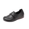 Spring Leather Beef Tendon Soft Sole Single Shoes Women's Flat Heel Deep Mouth Velcro Retro Handmade Middle and Old Mother Shoes