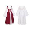 Medieval Women Victorian Long Red White Dress High Waist Design Parties Cosplay