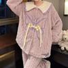 Warmes Pyjama-Set für Damen, Winter, verdickter Winter, Korallensamt-Pyjama, Flanell, große Größe, Pyjama, Heimkleidung