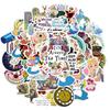 50pcs Disney Movie Alice in Wonderland Stickers Cute Cartoon Graffiti Sticker Decals for Kids Toy Water Bottle Phone Case