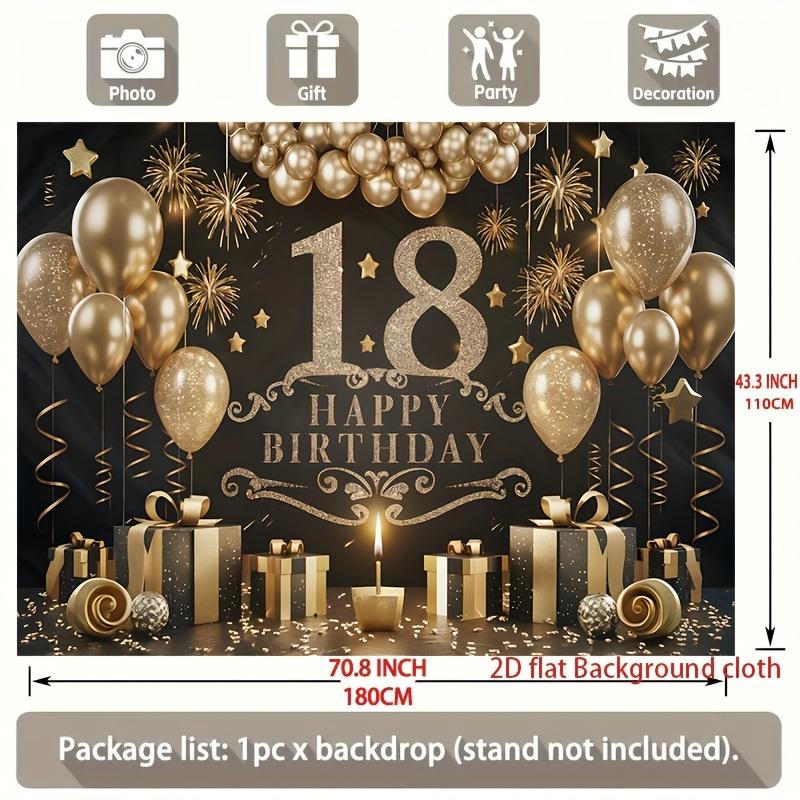 18th Birthday Party Backdrop Polyester Banner Photo Booth Decoration 96