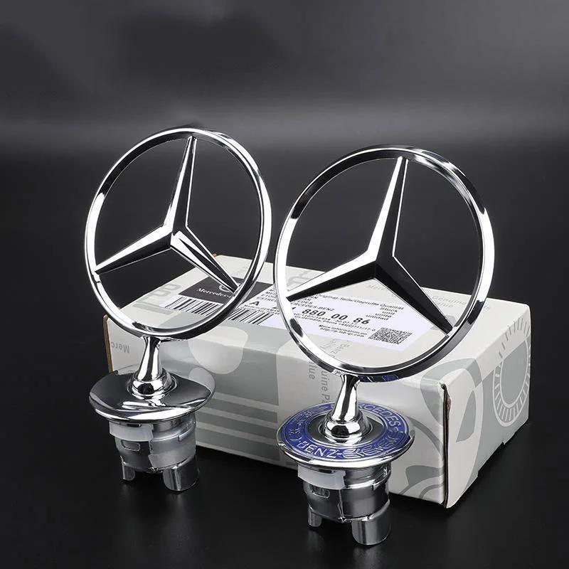 ERS3 Hot 2025 44mm 3D Metal Chrome Car Front Hood Emblem Bonnet Logo For Mercedes Benz C E S Class W204 W205 W212 W213 W211 W220 W222