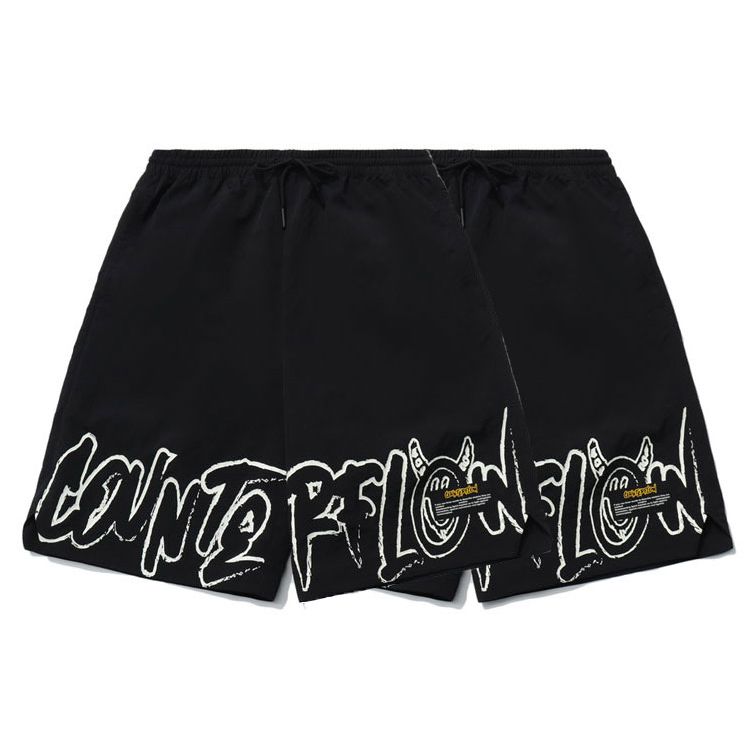 Li Ning Sportmode Serie CF Coole Letterprint Sportshorts Heren Shorts Zwart AKSR469-1