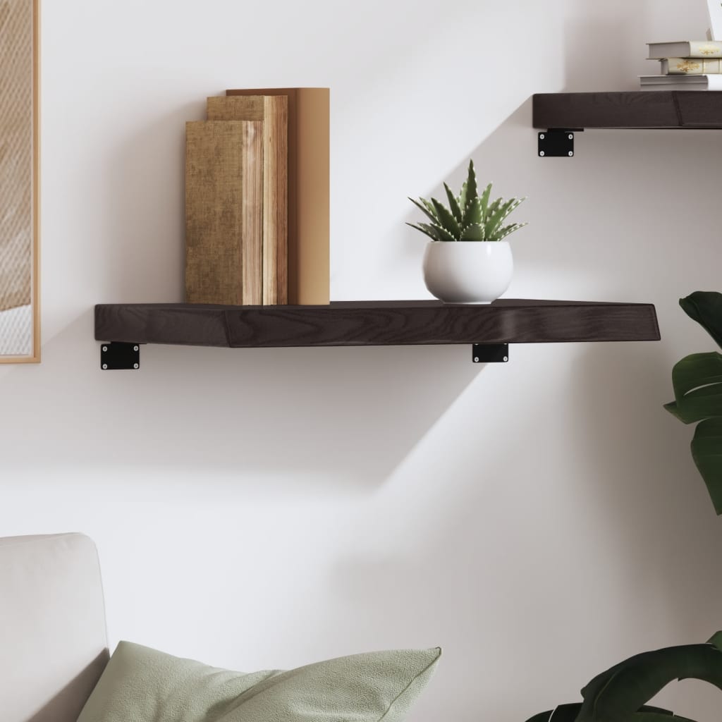 vidaXL Wall Shelf Dark Brown 60 X 40 X (2 6) Cm Solid Oak Wood Treated