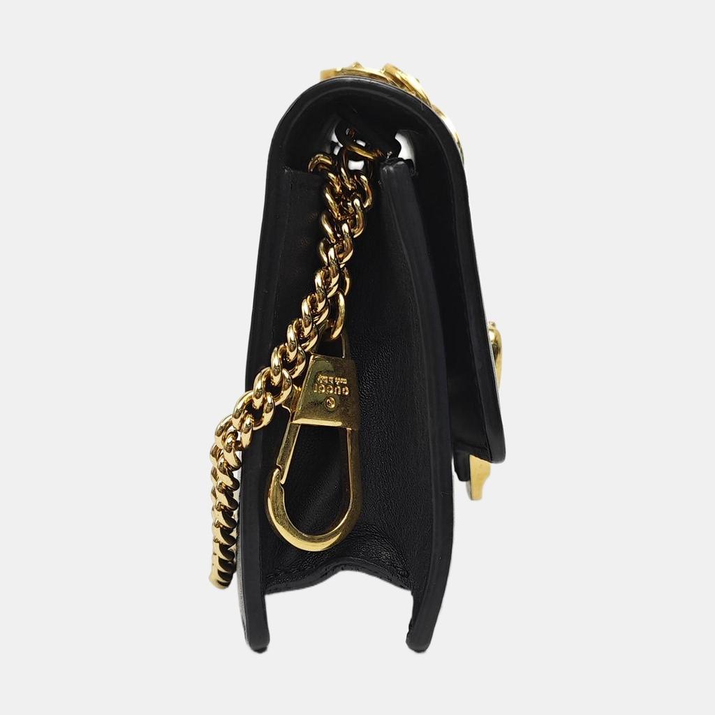 [Pre-Owned] Sylvie Gold Buckle Striped Web Chain Shoulder Strap Leather Crossbody Bag - Good #1JVO72H