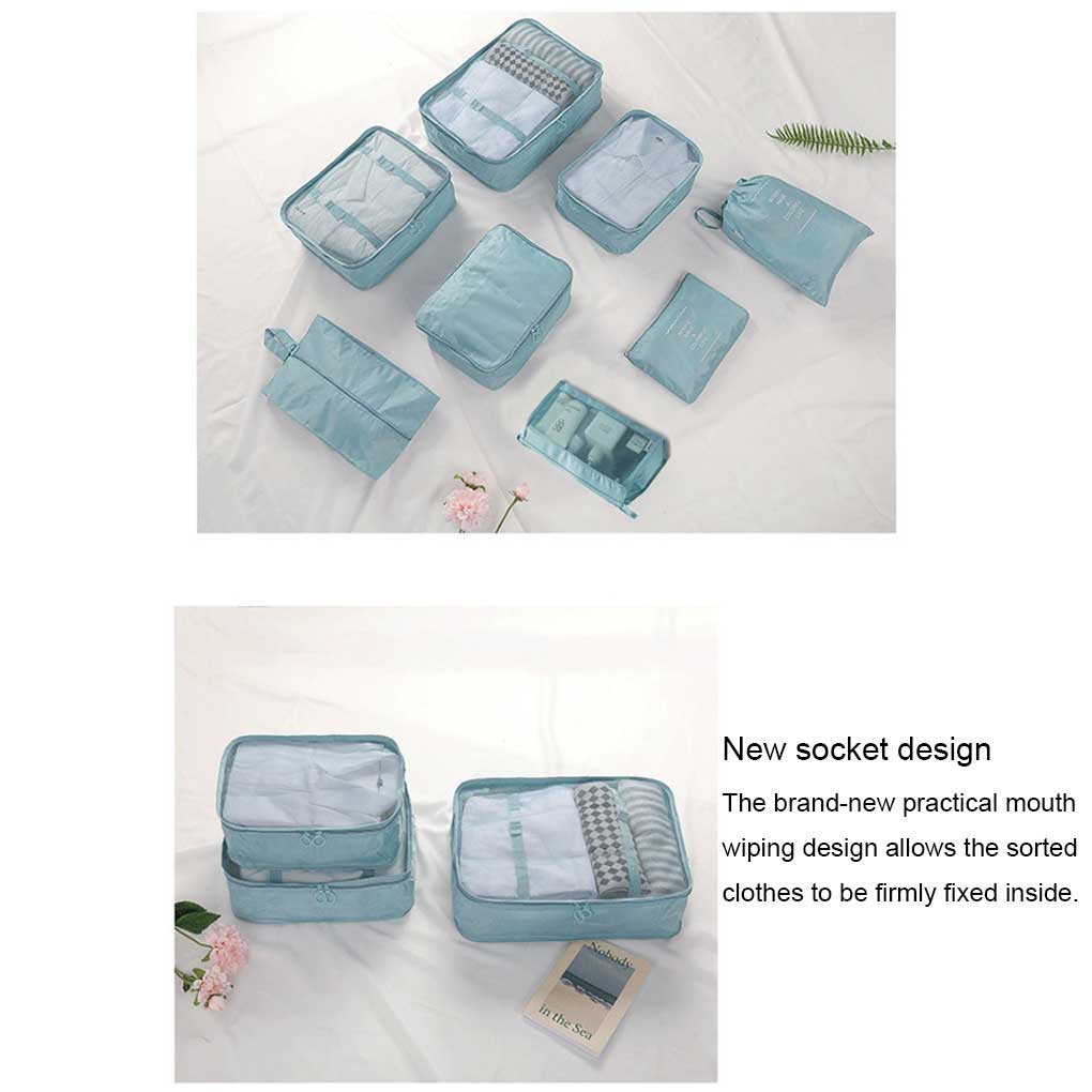 8 Pieces/Set Large Capacity Storage Bag Packing Clothes Underwears Shoes Organizer Travel Folding Dust-proof Pouch Suitcase