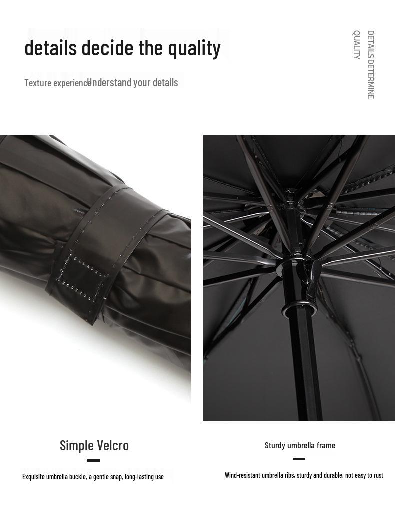 Large Dual-Purpose Sun and Rain Umbrella for 2-3 People, Reinforced Three-Fold Design with Printed Logo